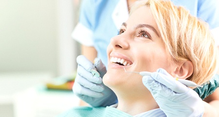 happy dental patient at checkup