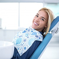 A woman at her dental appointment.