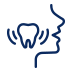 Animated facial profile with tooth icon