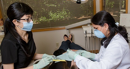 Dr. Taneja and assistant treating patient